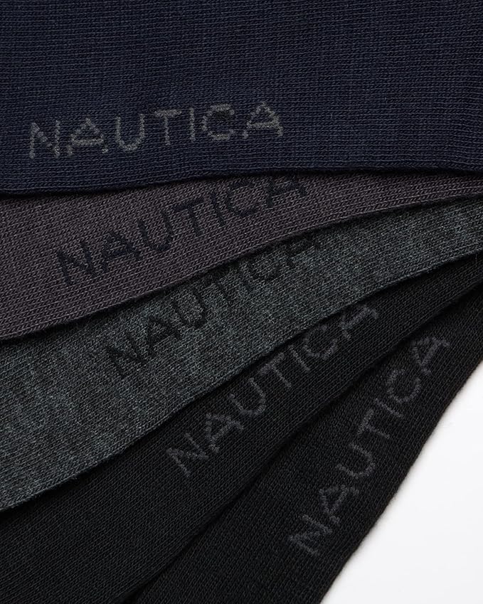 Nautica Mens Dress Socks - 5 Pack Breathable Comfort Stretch Crew-Length Work Socks for Men for Business Formal Wear (6-12.5)