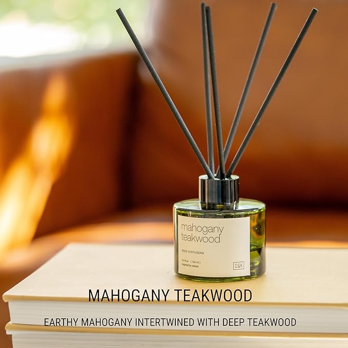 Craft & Kin Reed Diffuser Set Oakwood, Mahogany & Vetiver, Fall Reed Diffusers for Home, Fragrance Diffuser Sticks, Oil Diffuser Sticks, Oil Diffuser with Sticks, Reed Diffuser for Men