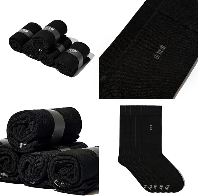 VRD Men’s Dress Socks, Bamboo 5-Pack Mens Socks, Mid Calf Length, Crew Socks Gift for Men Shoe Size 8-13
