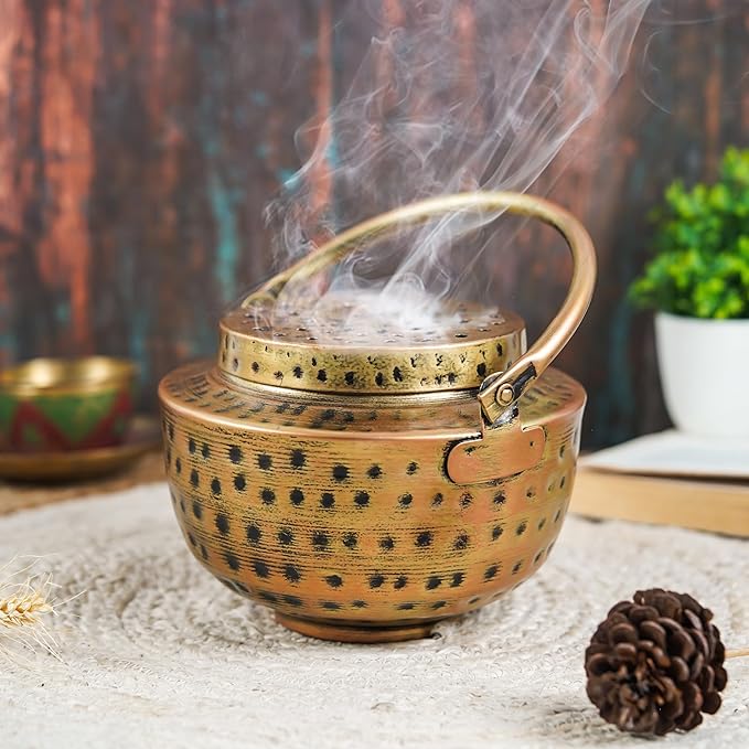 Hand Hammered Charcoal Resin Cone Incense Burner for Bohemian Boho Décor, Meditation Spiritual Yoga Décor, Vintage Antique Décor, New House Warming Gifts for Mom’s, Women, Men!