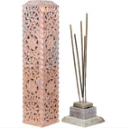Carry Me Handmade Marble Soapstone Incense Stick Burner | Candle Stick Holder | Tea Light Stand - Floral Carving for Gifting. Decorative Incense Tower for Home and Office Decor. (3x3x11 Inches)