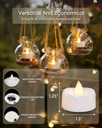 Flameless Candles, 24Pack Timer Fake Candle, LED Tea Light Candles, Battery Operated Votives with 6 Hours Timer Auto for Halloween Christmas Wedding Decor-1.5'' D X 1.25'' H, Warm White