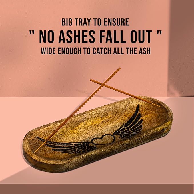 raajsee Incense Holder -Incense Burner Holder –Ash Catcher - Incense Stick Holder - Meditation & Yoga - Great Gift for Any Occasion Size 11x4 inch (Heart Brown)