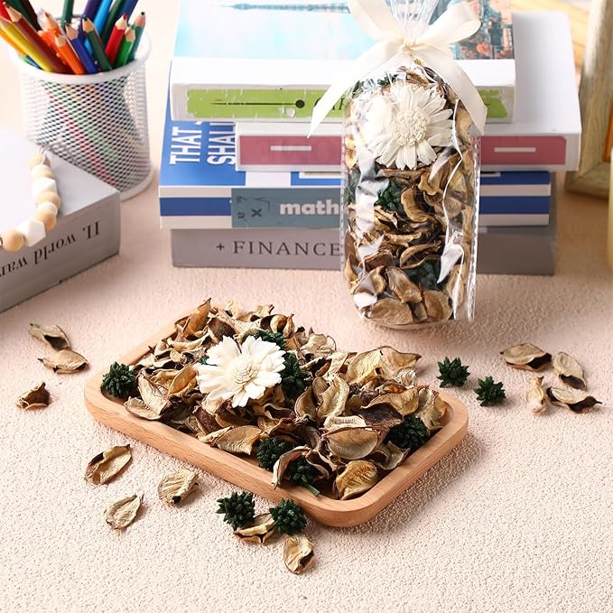 Nuanchu 6 Pcs White Potpourri Bags Potpourri Bowl Filler Chrysanthemum Scented Dried Flowers Petals Home for Closet Drawer Car Fragrance Sachet Holiday Wedding Decor, 12.7oz