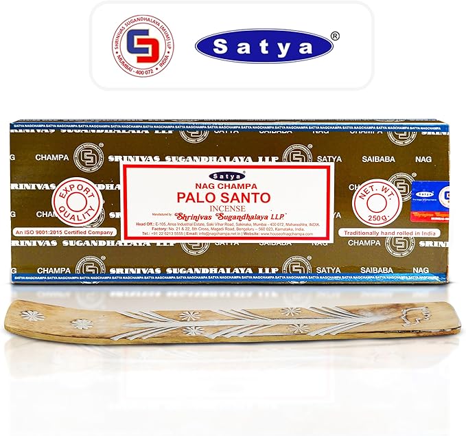 Satya Nag Champa Palo Santo Incense Sticks 250 gm Pack, Insenses with Raajsee Insence Holder Bundle, Nag Champa Natural Incense