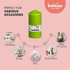 BOLSIUS 8 Lime Green Pillar Candles - 2.75 x 5 Inches - Premium European Quality - Individually Wrapped - 43 Hours Burn Time - Dripless & Smokeless - Unscented Dinner, Wedding & Restaurant Candles
