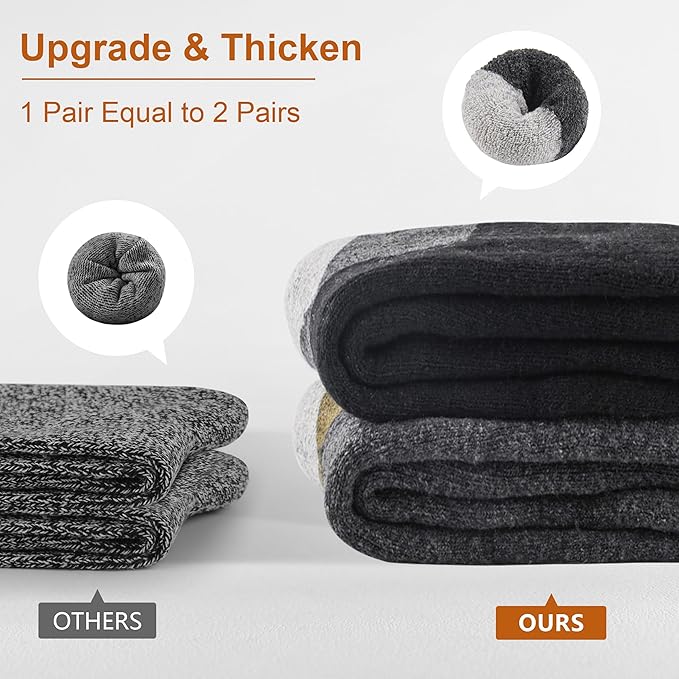 Wool Socks Mens - Extra Thick Winter Warm Merino Thermal Socks for Men