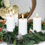 Votive Candles Battery Operated, 6 PCS Real Wax White LED Votive Flemeless Candles with Remote Timer and Flickering 3D Flame, Pillar Candle for Home Wedding Party Decor(1.9” x 4.5”)