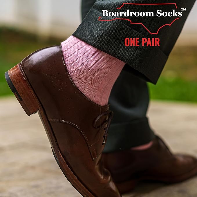 Merino Wool Mid-Calf Dress Socks for Men, Ribbed Dress Socks