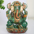 REAL-GEMS Green Jade Lord Ganesha Idol Sculpture Statue Hand Carved Decorative Healing Reiki Gemstone Figurines Crafts Approximately 5083 Ct.…