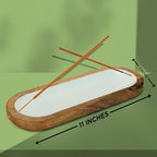 Hand Painted White Incense Holder,Wooden Incense Burner,Ash Catcher, Incense Tray 11x4x1.5 Inches, Best for Home Fragrance-Aesthetic Room Décor