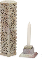 Carry Me Handmade Marble Soapstone Incense Stick Burner | Candle Stick Holder | Tea Light Burner - Perfect Floral Carving for Gifting. Decorative Home and Kitchen Decor (3 x 3 x 11 Inches)