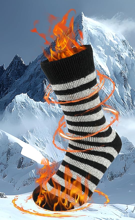 BomKinta Thermal Socks Men - Winter Warm Socks for Cold Weather Crew Socks - Cozy Soft Thick Christmas Boot Socks Size 7-11
