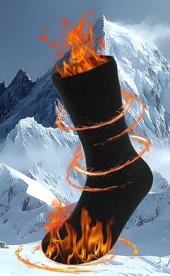 BomKinta Thermal Socks Men - Winter Warm Socks for Cold Weather Crew Socks - Cozy Soft Thick Christmas Boot Socks Size 7-11