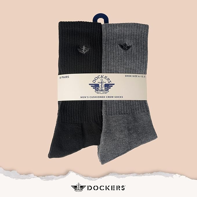 DOCKERS Men's Performance Socks - 3-Pairs and 6-Pairs Athletic and Dress Crew Socks for Men