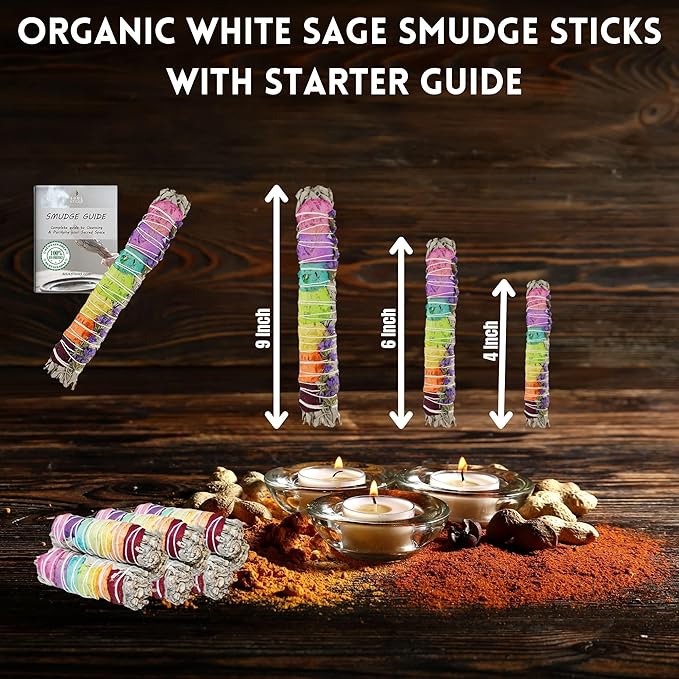 Rose Petals & Organic White Sage Smudge Sticks with Flowers for Cleansing Home, Meditation, Yoga, Healing and Smudging | Sustainably Sourced California White Sage Bundles (6 Pack - 4 Inch)
