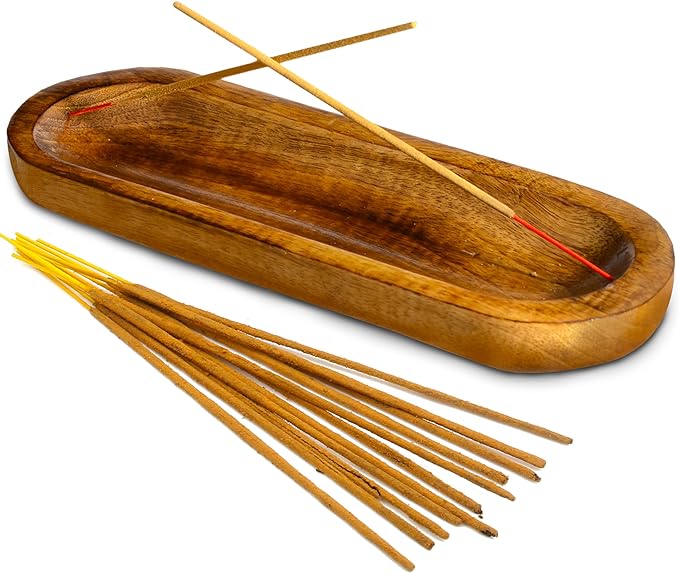 Incense Holder-Incense Burner/Ash Catcher-Handmade Wooden Insence Tray Home Decor 11x4x1.2 Inches