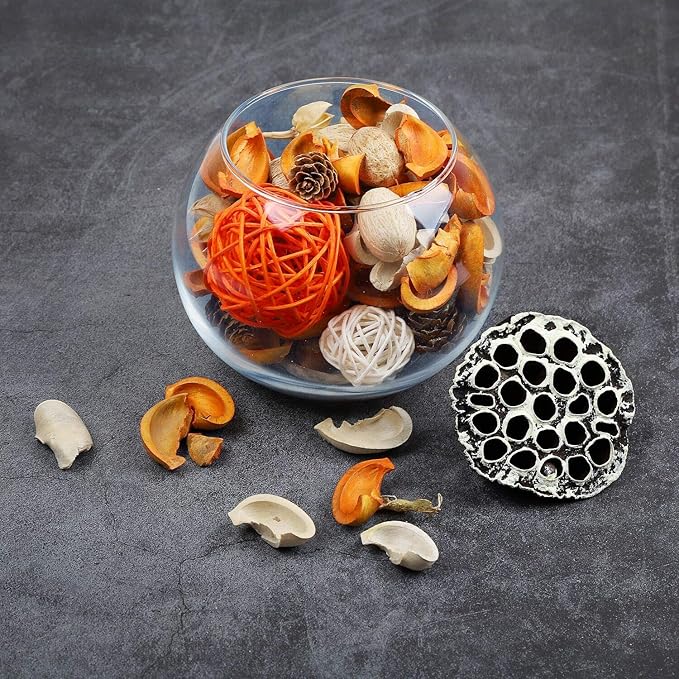 Qingbei Rina Fall Potpourri Bags,Burnt Orange Scented Potpourri Bowl Filler,Thanksgiving Decorative Dried Flower,Home Fragrance, Harvest Autumn Bathroom Decor,10 oz