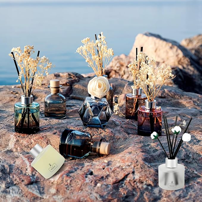 Brakula 2 Pack Reed Diffuser Set, Eucalyptus & Mint Scented, Home Fragrance with 14 Sticks Bathroom Decor, Reed diffusers for Home 6.76 fl oz (Eucalyptus & Mint)