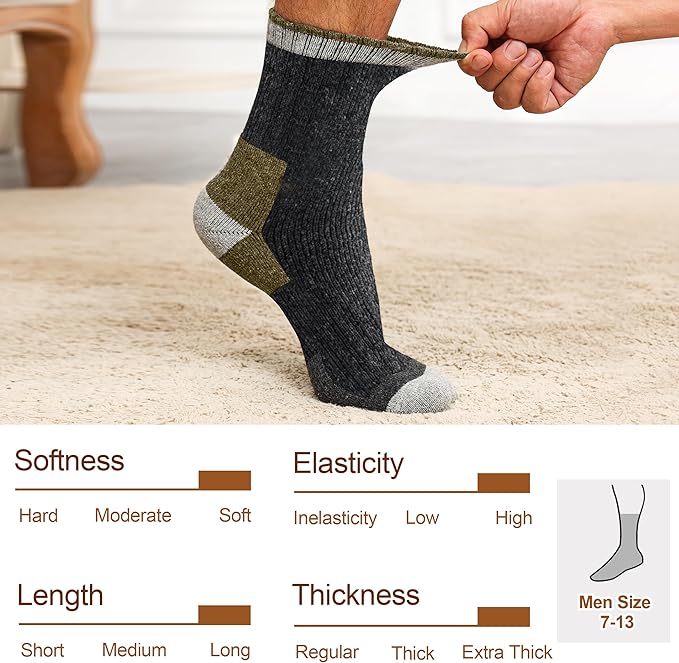 Wool Socks Mens - Extra Thick Winter Warm Merino Thermal Socks for Men