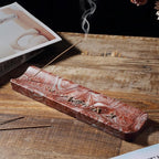 Koville Marble Incense Holder, Incense Holder for Sticks, Incense Sticks Holder Ash Catcher for Meditation Yoga SPA, Natural Stone Incense Burner, Home Table Decor (Red)