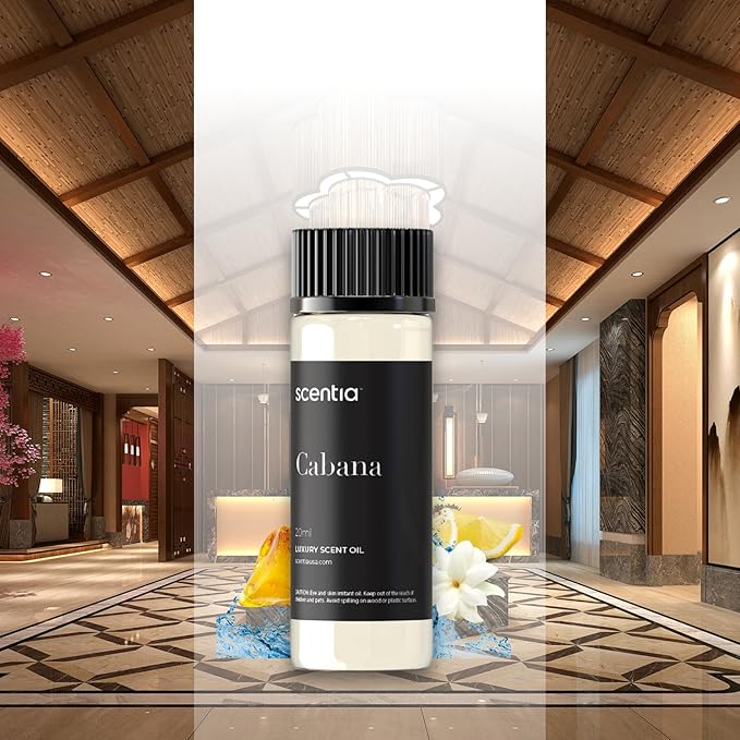 Hotel Diffuser Oil Inspired by 5-Star Hotel Scent - 20 mL 0.67 fl oz - Fragrance Oil Blend Botanical Jasmine, Bergamot & Fresh Marine Notes for Aromatherapy Diffusers - Cabana