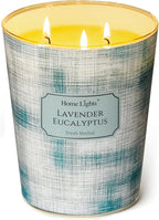 HomeLights 3-Wick Candles for Home Scented - 34oz Soy Wax Blend Candle Long-Lasting Fragrance, Scandinavian Minimalist Design Home Decor and Housewarming Gifts, Lavender Eucalyptus