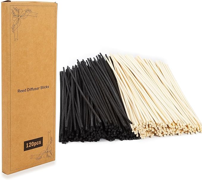 120PCS Reed Diffuser Sticks 7.5in/19CM Diffuser Sticks Diffuser Reeds Replacements Sticks for Home,SPA (Black and Natural)