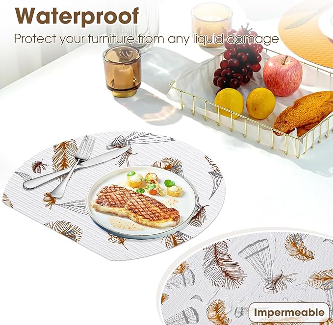 Drawer and Shelf Liner, Non-Slip Kitchen Cabinet Liners Non-Adhesive Thick Strong Grip Waterproof Washable Mats Protect Dresser ShelvesCabinets, Feather, 12 in X 10 FT