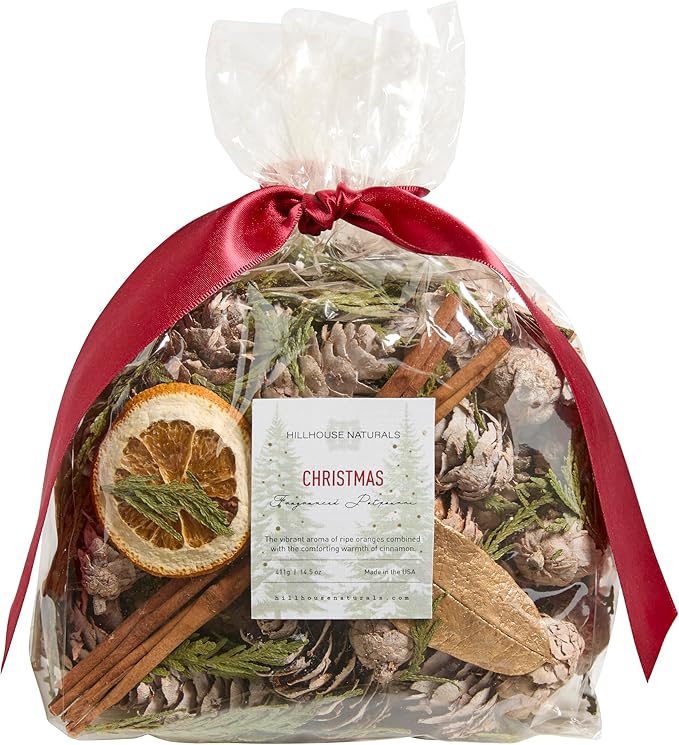 Hillhouse Naturals CMP Christmas Potpourri, 14 oz Enjoy the scent of the holidays all season long. Your home will be filled with the bright scent of ripe oranges and the comfort of cinnamon and spice.