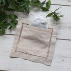 Hcraft Hand Embroidered Lavender Sachet Bags, 6"x6" Set of 3 Embroidery Natural Linen, Lavender Sachets for Drawers and Closets, Dried Lavender