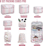 Veken 8 Set Packing Cubes for Travel Kids, Beach Vacation Essentials Accessories for Cruise Ship, Suitcase Organizer Bags for Luggage with Hanging Toiletry & Shoe Bag, Birthday Gifts for Women Mom Her