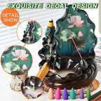 Mountain Waterfall Incense Burner，Backfall Incense Holder River, Incense Falls Meditation Decor for Room with Upgrade Incense Cones and Accessories (Applique)