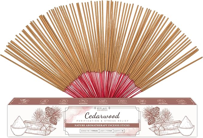 Organic-Natural-Non-Toxic-Cedarwood-Incense-Sticks (86 Agarbatti Sticks) | 40 Minutes Long Lasting Burn for Positive Vibes, Relaxation, Aromatherapy, Air Purification, Meditation, Protection