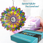 FONMY Mandala Wind Spinner w/Crystal Ball-Bloosom 3D Stainless Steel Suncatcher Hanging Spinners Worth Gift Christmas Decoration Indoor/Outdoor Garden Décor Kinetic Yard Art 12 Inches Wind Sculpture
