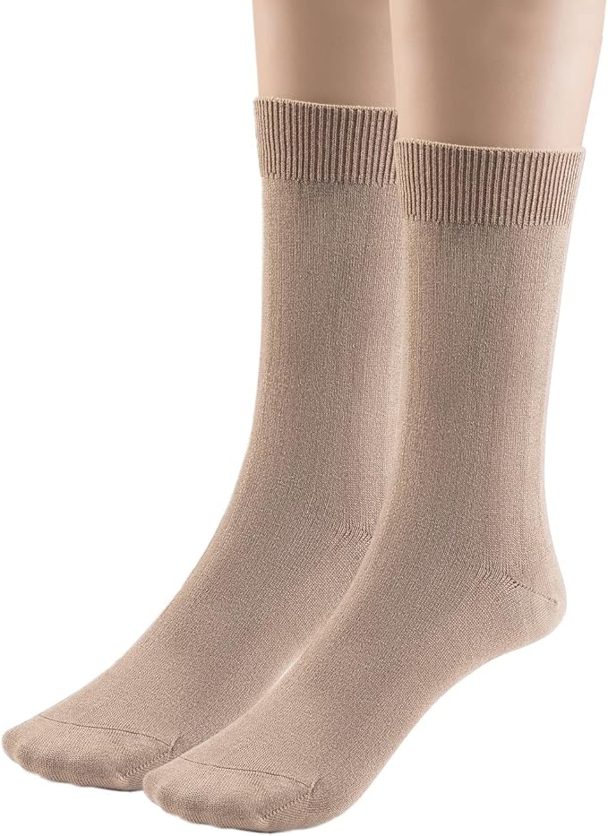 Modal Mens Crew Socks, Formal Mid-Length Dress Calf Socks 2 or 4 Pk