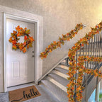 Artgar Fall Maple Leaf Garland, 6 Ft Fall Decor Garland with Pine Cones Berries, Harvest Decor Garlands with 30 Warm Lights for Fall Home Thanksgiving Fireplace Table Indoor Outdoor Porch Decor