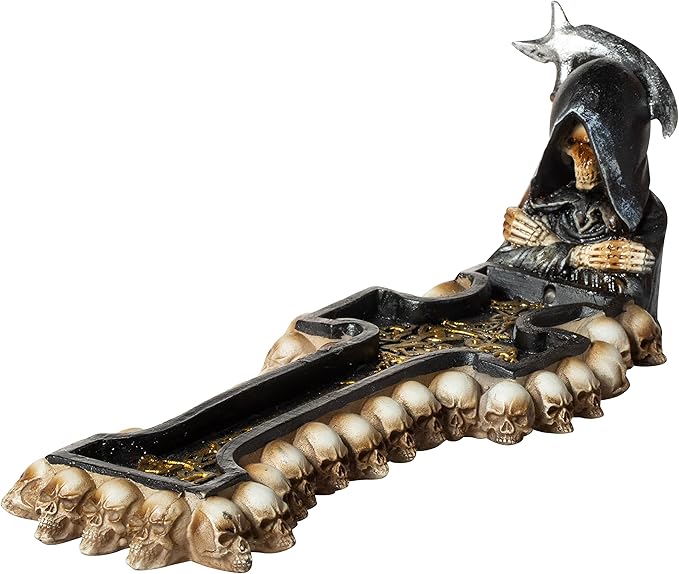 Grim Reaper Polyresin Incense Stick Holder Burner with Ash Catcher