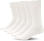 SERISIMPLE Men's Dress Socks - Bamboo Viscose Thin Ribbed Knit, Silky & Soft, Lightweight Business Crew Socks 5 Pairs