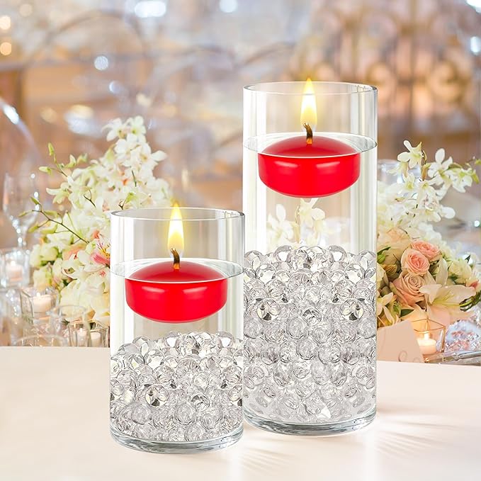 Mega Candles 12 pcs Unscented Red Floating Candles, Hand Poured Wax Candle 2 Inch Diameter, Home Décor, Wedding Receptions, Centerpieces, Occasions, Events, Festivities, Meditations, Spas
