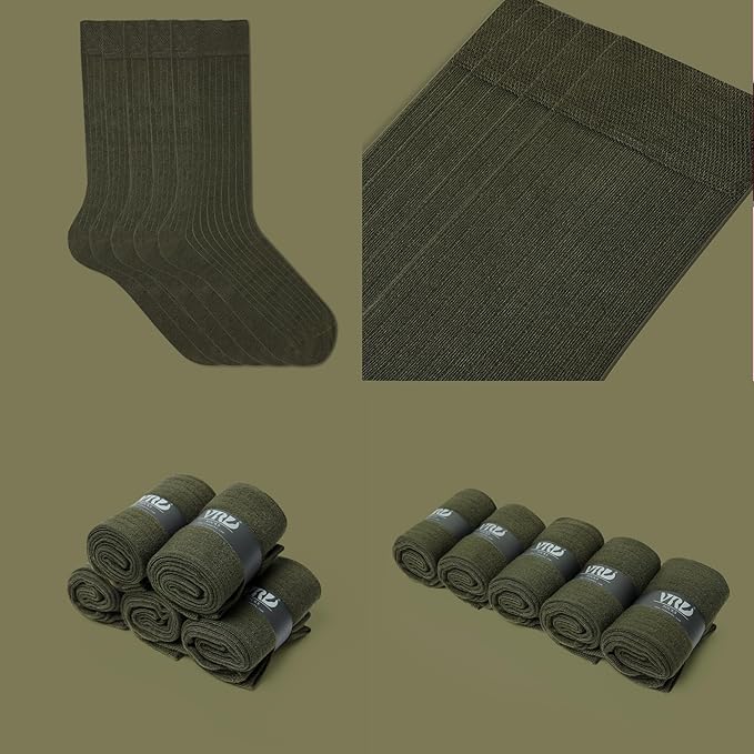 VRD Men’s Dress Socks, Bamboo 5-Pack Mens Socks, Mid Calf Length, Crew Socks Gift for Men Shoe Size 8-13