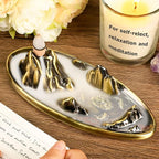 wellsee Incense Holder - Insence Cone Holder Waterfall Backflow Incense Burner with Sticks Holder & Cones, Tweezers