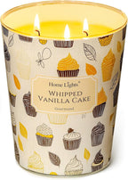 HomeLights Soy Wax Candles for Home Scented, 3-Wick Candles in Whipped Vanilla Cake Scented, Rustic Modern Aromatherapy Candles Gift for Parties, Relaxing, 34oz