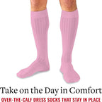 Merino Wool Dress Socks for Men – Over-the-Calf, Ribbed Wool Dress Socks for Size 8-12 – Breathable, Reinforced Heel and Toe