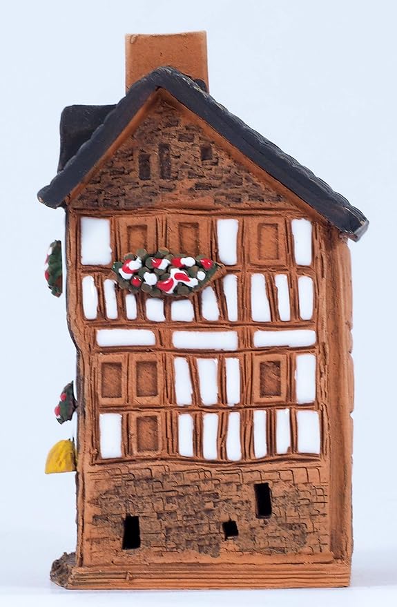 Ceramic Houses Collection - Collectible Handmade Miniature of Creperie in Mont St. Michel, France - Cone Incense Holder R325