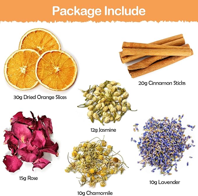 Potpourri Simmering, Sweet Dreams Stovetop Potpourri with Jasmine, Lavender, Rose, Orange, Chamomile and Cinnamon, Simmer Pot Ingredients for Home Fragrance, Housewarming, Hostess Gift