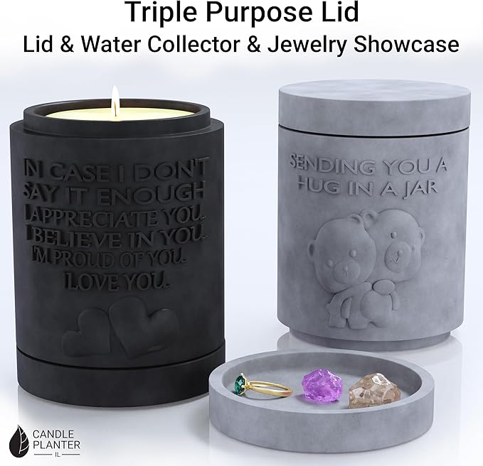 Candle Planter Triple Purpose Romantic, Aromatherapy Candles - Natural Soy Wax, Long-Lasting 50-Hour Burn, Apple Scents - Gifts for Him, Her,Cool, Couple, Husband and Wife Birthday Gift Ideas