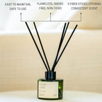 Craft & Kin Mayan Copal Reed Diffuser | All Natural Essential Oil & Rattan Scent Sticks | Fall Reed Diffusers for Home, Bathroom | Long Lasting Home Fragrance in Green Glass, 3.4oz