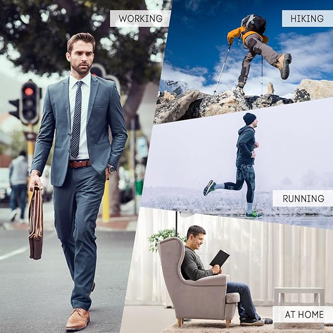 6 Pairs Merino Wool Socks for Men Thick Warm Thermal Winter Striped Dress Hiking Crew Men Socks Size 9-14