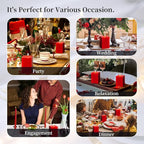 KONNI Square Red Pillar Candles Set of 3, 2.8"x 4" Unscented Pillar Candles Bulk, 30 Hours Long Burning Candles, Smokeless and Dripless Large Candle for Wedding, Home Decoration, Parties, Spas, Dinner